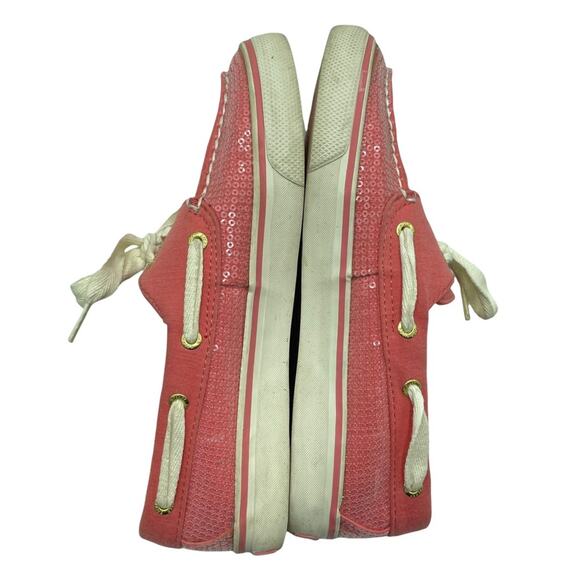Sperry Top-Sider Bahama Boat Shoes Coral Sequin Jersey Size 6.5 Women's‎ - Picture 7 of 8